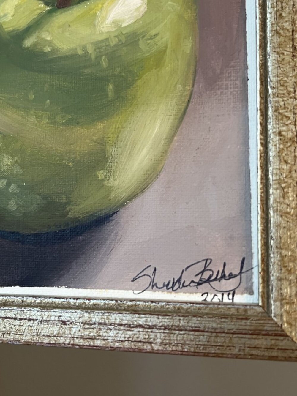 Still Life Apple Painting In Gold Frame - Signed Original Artwork 2014 - Picture 3 of 8